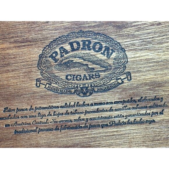 Padron Cigars Wooden Box Hinged Lid Delicias Branding Nicaragua's finest - Picture 5 of 6